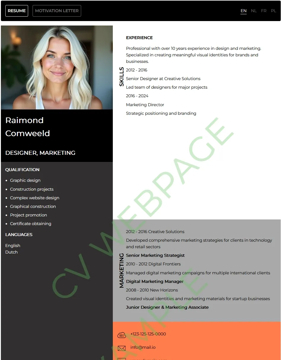 Example of a CV
