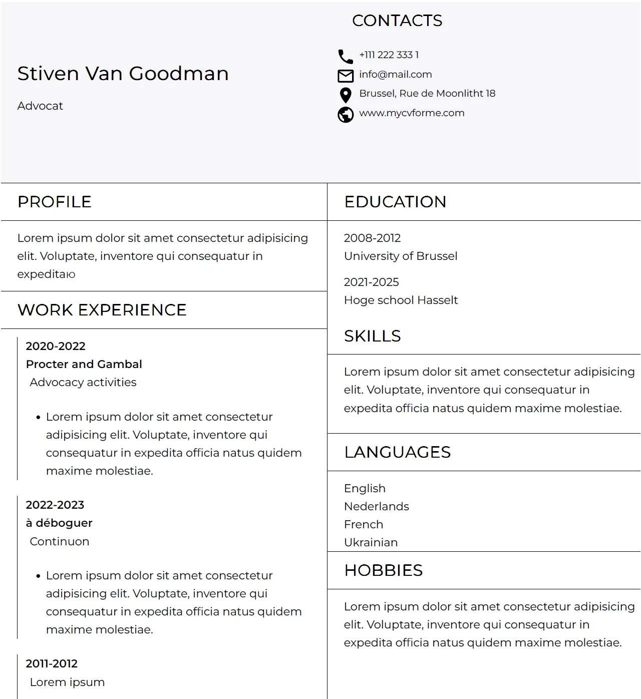 Template CV