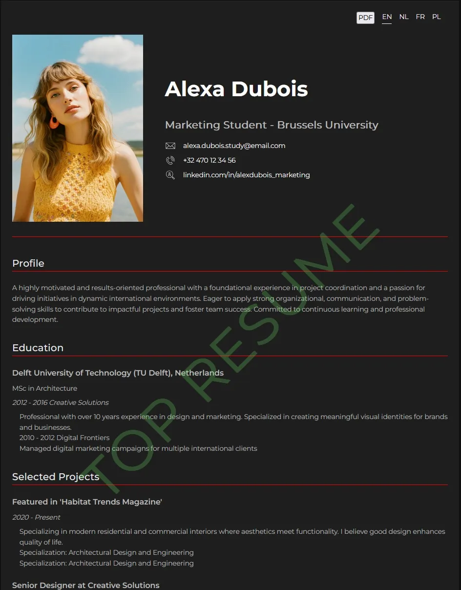 Example resume