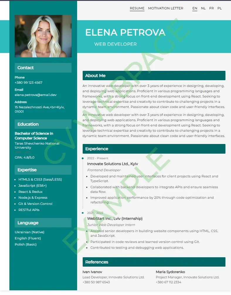 Example resume