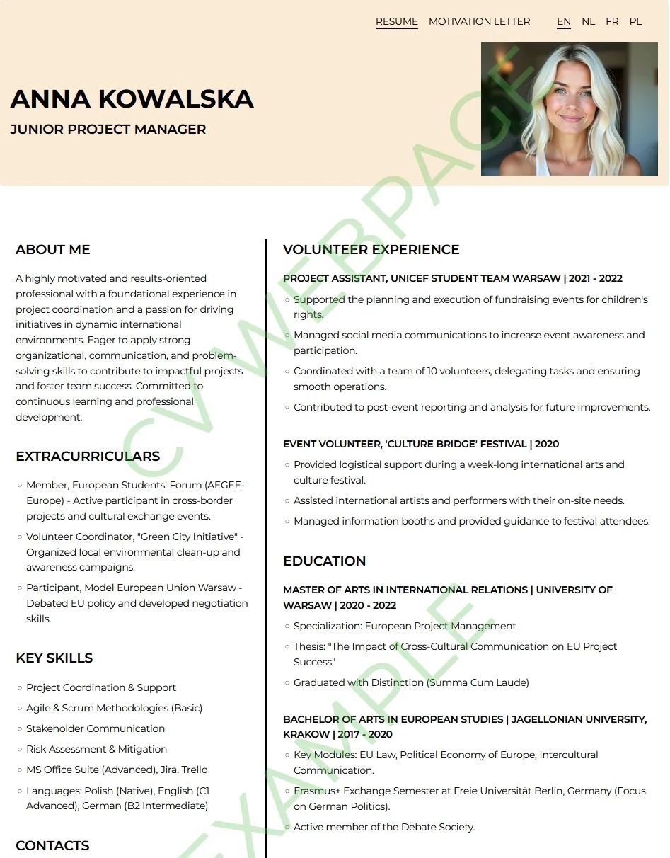 Example resume