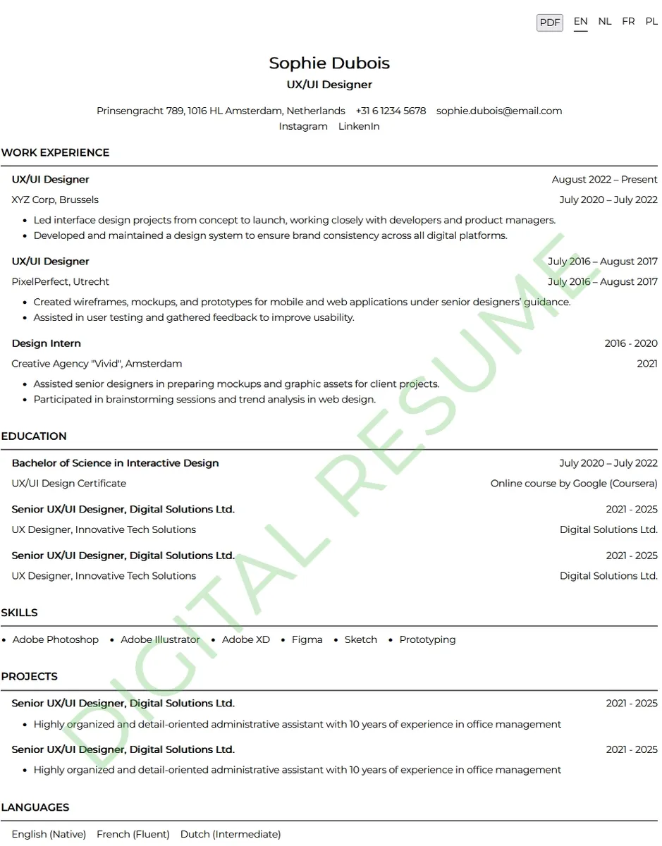 Example resume